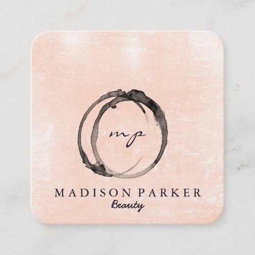 Modern Elegant Champagne Abstract Beauty Stylist  Square Business Card