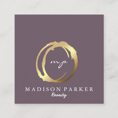 Modern Elegant Champagne Abstract Beauty Stylist Square Business Card