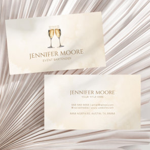 Modern Elegant Champagne Flute Glasses Custom  Business Card