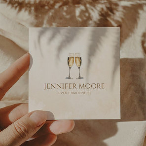 Modern Elegant Champagne Flute Glasses Custom  Square Business Card