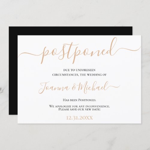 Modern Elegant Change of Plans Postponed Wedding Invitation