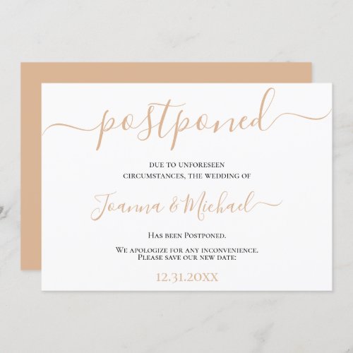 Modern Elegant Change of Plans Postponed Wedding Invitation