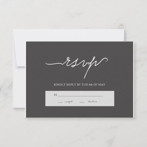 Modern Elegant Charcoal Wedding RSVP