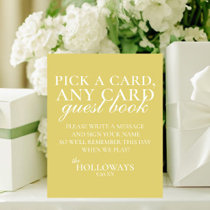 Modern Elegant Chartreuse Playing Card Guest Book Pedestal Sign