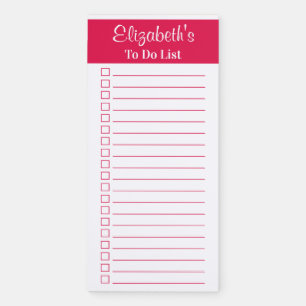 Modern Elegant Cherry Red To Do Checklist Magnetic Notepad