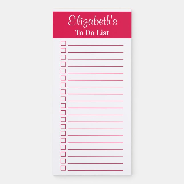 Modern Elegant Cherry Red To Do Checklist Magnetic Notepad (Front)