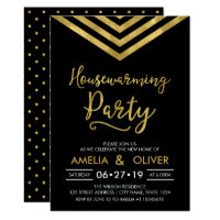 Modern Elegant Chevron Housewarming Party Card
