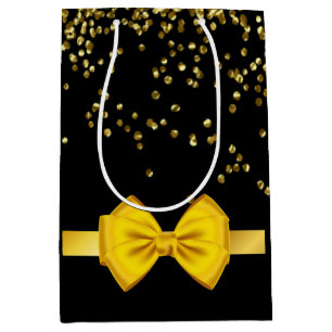 Modern elegant chic black and gold sweet 16 medi medium gift bag
