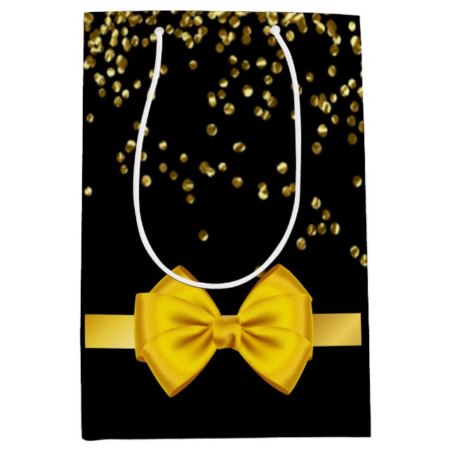 Modern elegant chic black and gold sweet 16   medi medium gift bag (Front)