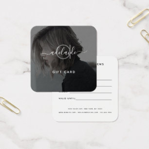 Modern Elegant Chic Black Monogram Photo Gift Card