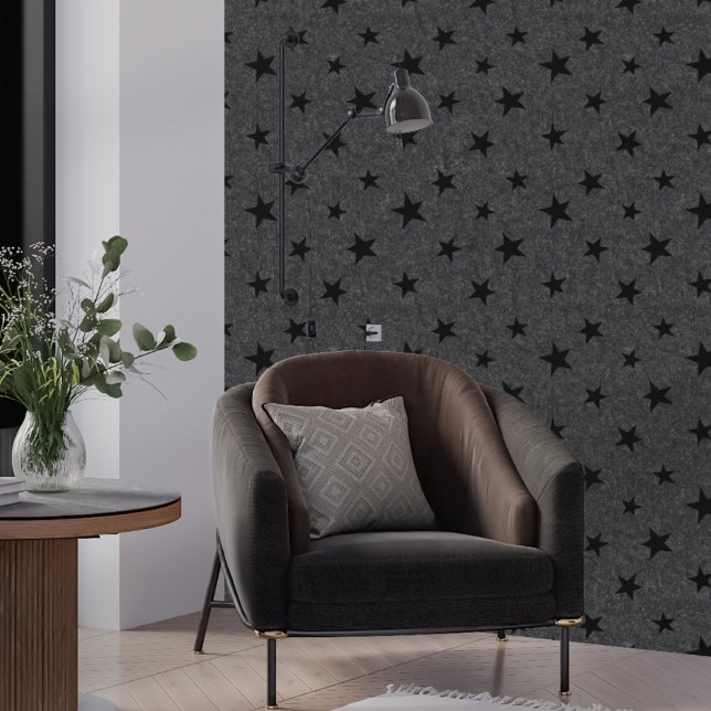 Modern Elegant Chic Black Star Pattern  Wallpaper (Creator Uploaded)
