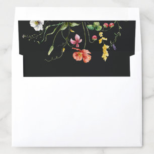 Modern Elegant Chic Black Wildflowers Floral Envelope Liner