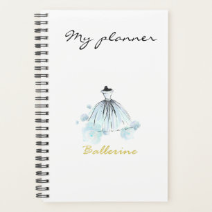 Modern Elegant Chic Blue Watercolor Fashion Dress Planner