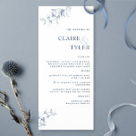 Modern Elegant Chic Blue Wedding  Menu<br><div class="desc">Delight your guests with this elegant wedding menu card with a stylish, clean, and simple design with delicate hand-drawn floral details and modern block typography in blue. Ability to personalize all text sections using the template text boxes provided, if needed, you can select the blue "edit using design tool" button...</div>