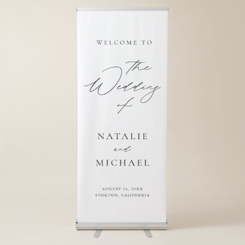 Modern Elegant Chic Calligraphy Wedding Welcome Retractable Banner