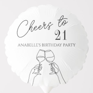 Modern elegant chic cheers to 21 birthday party balloon