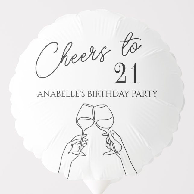 Modern elegant chic cheers to 21 birthday party  balloon (Front)
