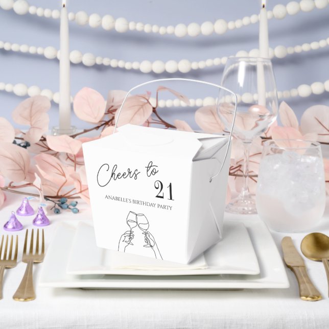 Modern elegant chic cheers to 21 birthday party  favor boxes (Wedding)