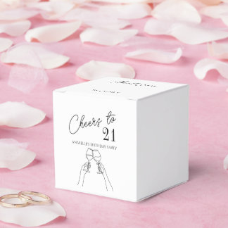 Modern elegant chic cheers to 21 birthday party favor boxes