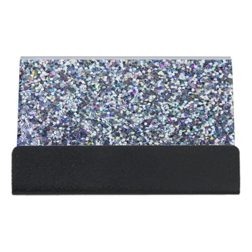 Modern Elegant Chic Colorful Glittery Desk Business Card Holder