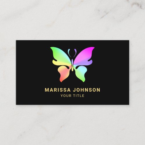 Modern Elegant Chic Colorful Rainbow Butterfly Business Card