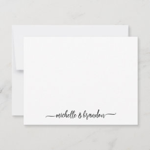 Modern Elegant Chic Couple Script Names Stationery Note Card