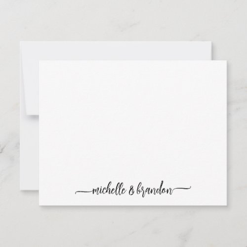 Modern Elegant Chic Couple Script Names Stationery Note Card