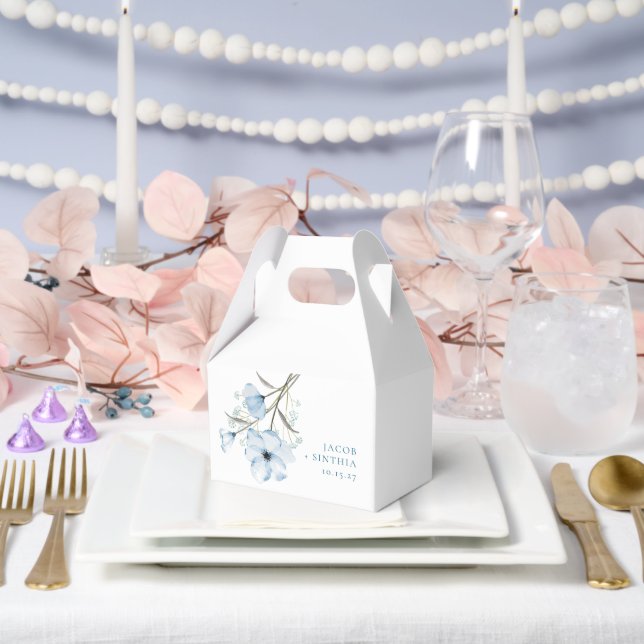 Modern Elegant Chic Dusty Blue Wedding Favor Boxes (Wedding)