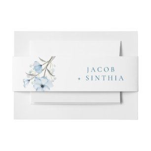 Modern Elegant Chic Dusty Blue Wedding Invitation Belly Band