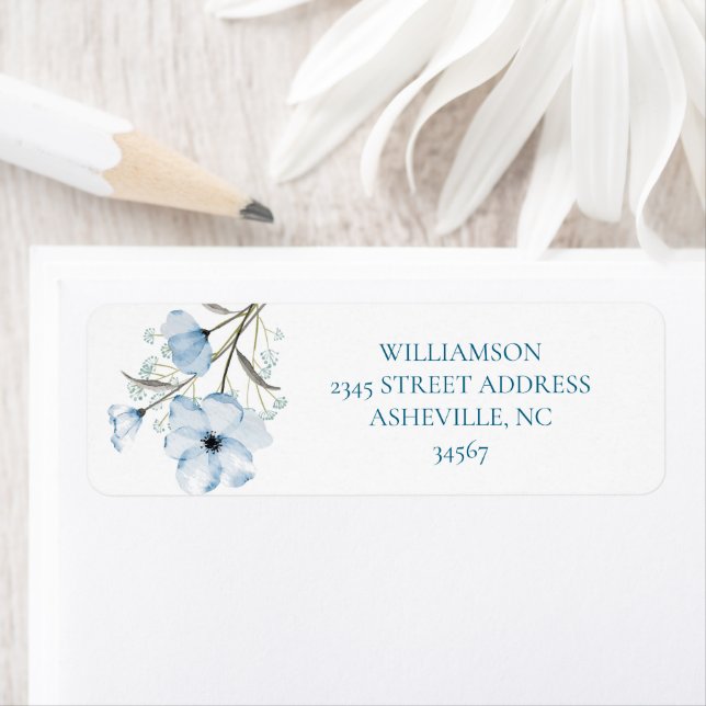 Modern Elegant Chic Dusty Blue Wedding Label (Insitu)