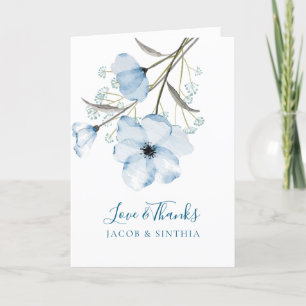 Modern Elegant Chic Dusty Blue Wedding Letterpress Thank You Card
