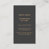 Modern Elegant Chic Faux Copper Grey Hair Stylist Business Card (Back)
