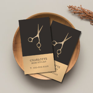 Modern Elegant Chic Faux Copper Grey Hair Stylist Business Card