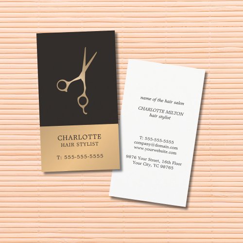 Modern Elegant Chic Faux Copper Grey Hair Stylist Business Card