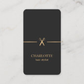 Modern Elegant Chic Faux Gold Black Hair Stylist Business Card (Front)