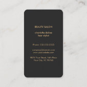Modern Elegant Chic Faux Gold Black Hair Stylist Business Card (Back)