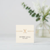 Modern Elegant Chic Faux Gold Scissor Hair Stylist Square Business Card (Standing Front)