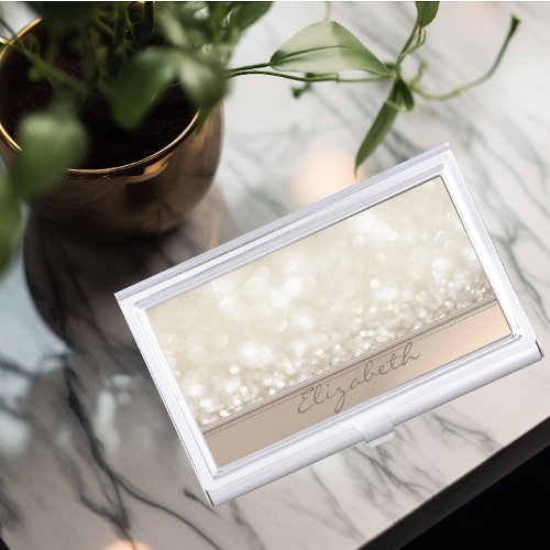 Modern Elegant Chic Girly Bokeh Business Card Holder