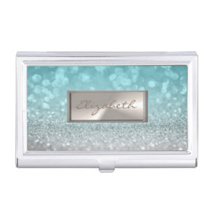 Modern Elegant Chic Girly  Glittery,Bokeh Business Card Holder