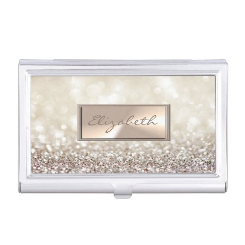 Modern Elegant Chic Girly  GlitteryBokeh Case For Business Cards