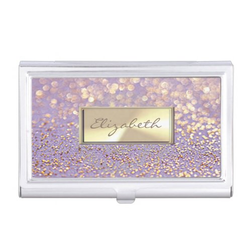 Modern Elegant Chic Girly  GlitteryFaux Gold Business Card Holder