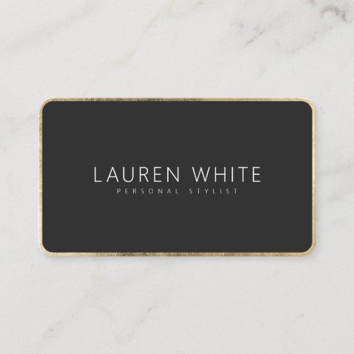 Modern elegant chic gold black minimalist rounded business card