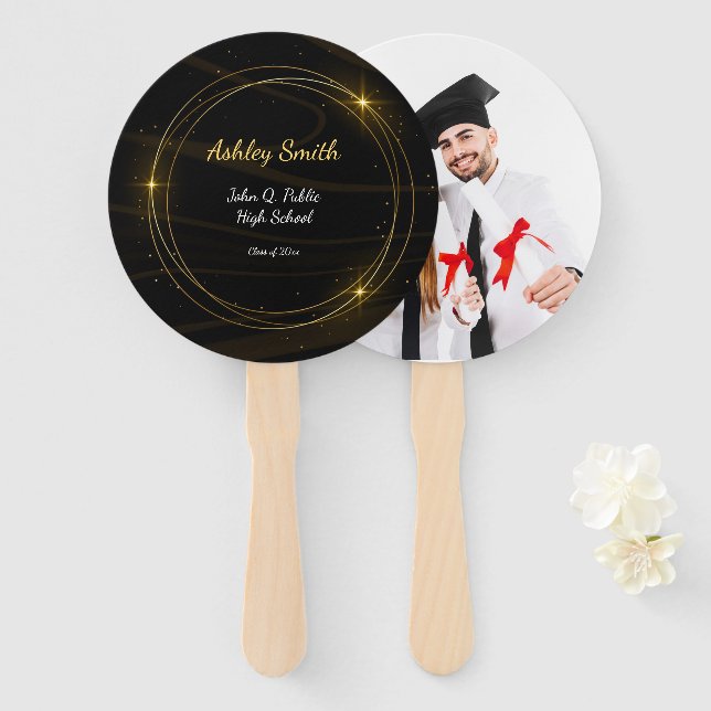 Modern Elegant Chic  gold  Light Graduation Hand Fan (Front and Back)