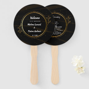 Modern Elegant Chic gold Light Wedding Program Hand Fan