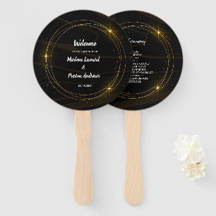 Modern Elegant Chic gold Light Wedding Program Hand Fan