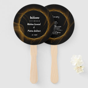 Modern Elegant Chic gold Light Wedding Program Hand Fan