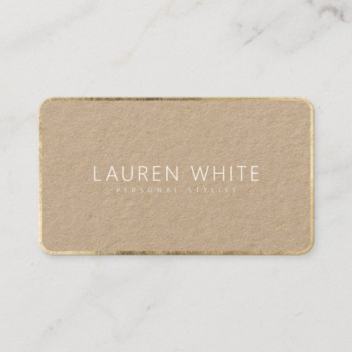 Modern elegant chic gold white minimalist kraft business card