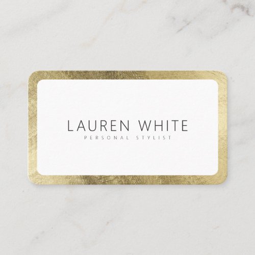 Modern elegant chic gold white minimalist rounded business card