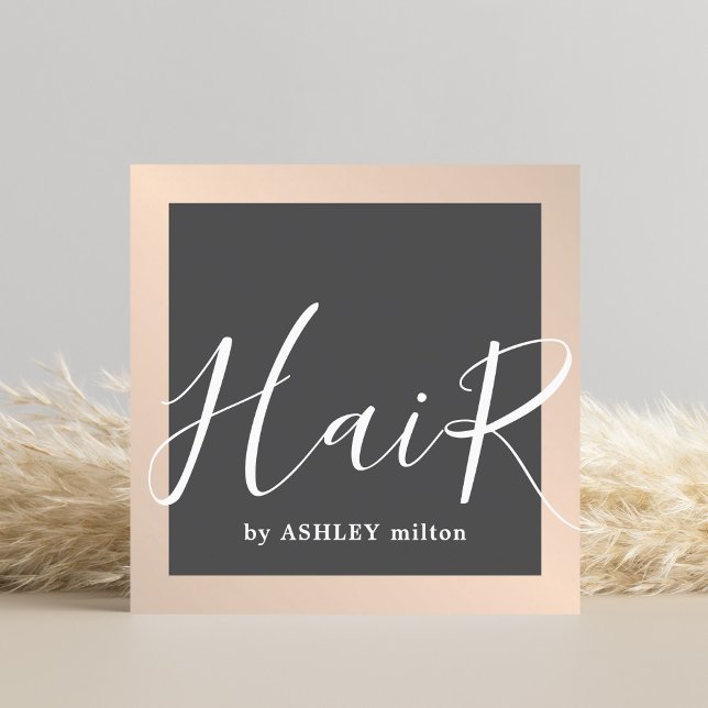 Modern Elegant Chic Handwritten Hair Stylist Square Business Card (Creator Uploaded)