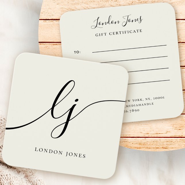 Modern Elegant Chic Ivory White Gift Certificate (Creator Uploaded)
